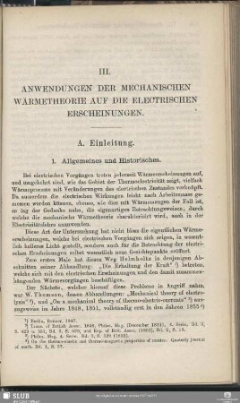 III. Anwendungen der mechanischen Wärmetheorie auf die electrischen Erscheinungen.