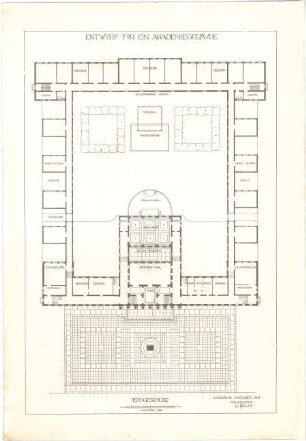 Billing, Hermann; Karlsruhe (Baden-Württemberg); Akademiegebäude - Grundriss EG