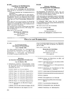 Mitteilung des Deutschen Pädagogischen Zentralinstituts : vom 10. Oktober 1968 ; [Hinweise und Kommentare]