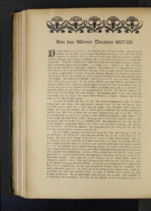 Von den Wiener Theatern 1907/08