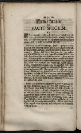 Anmerckungen Ad Facti Speciem.