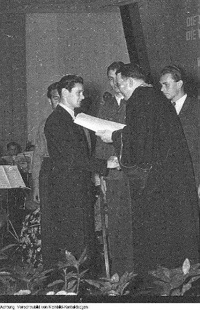 Studenten, u.a.: Dresden, Wohnheim Reichsstraße (Fritz-Löffler-Straße), Juni 1955