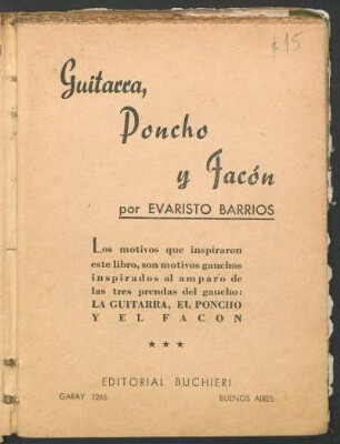 Guitarra, poncho y facón