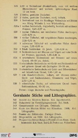 Gerahmte Stiche und Lithographie (Nr. 541-585)