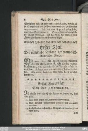 Erster Theil. Der äußerliche Zustand der evangelisch-lutherischen Kirche.