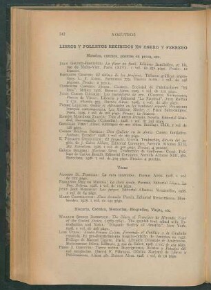 Libros y folletos recibidos en Enero y Febrero