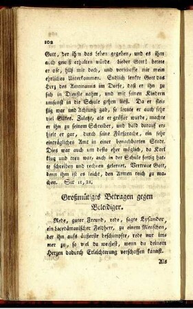 Großmütiges Betragen gegen Beleidiger.