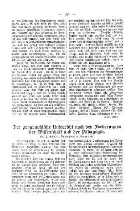 Der geographische Unterricht nach den Forderungen der Wissenschaft und Pädagogik