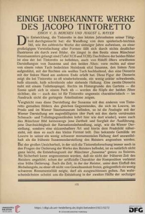 Einige Unbekannte Werke des Jacopo Tintoretto