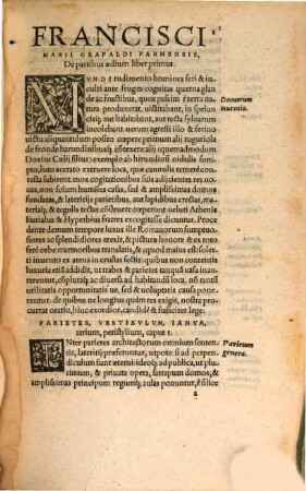 Francisci Marii Grapaldi Parmensis de partibus aedium, lexicon utilissimum