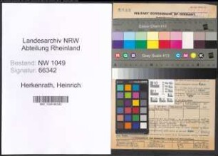 Entnazifizierung Heinrich Herkenrath , geb. 30.01.1910 (Schuster)