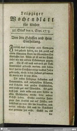 95. Stück den 2. Sept. 1773