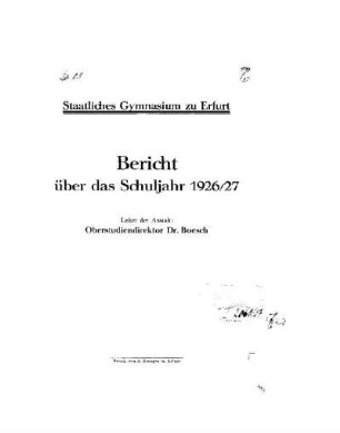 1926/27: Bericht ... - 1926/27