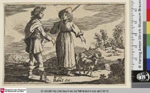 [Hirte und Hirtin mit Schafherde]