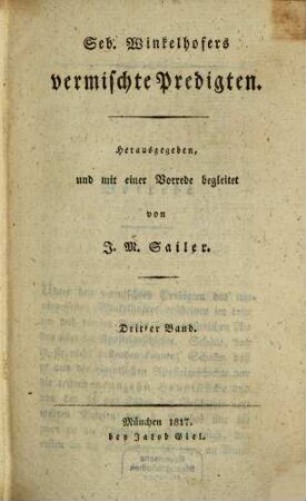 Seb. Winkelhofers Predigten über die Apostelgeschichte. 1