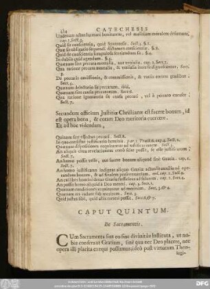 Caput Quintum. De Sacramentis.