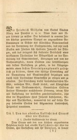 Städte-Ordnung §. 1 - 208