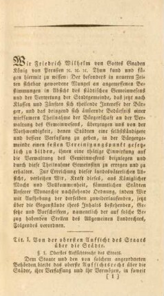 Städte-Ordnung §. 1 - 208