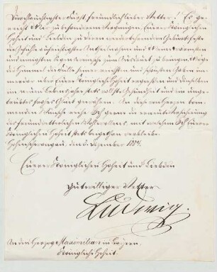 Ludwig II. von Bayern (1845 - 1886) Autographen: Brief von Ludwig II. an Herzog Maximilian in Bayern - BSB Autogr.Cim. Ludwig .16
