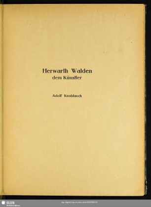 Herwarth Walden dem Künstler