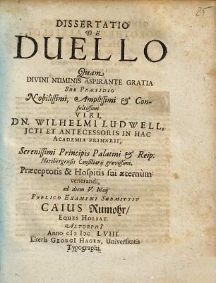 Dissertatio De Duello