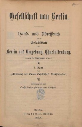 3.1893/94: Gesellschaft von Berlin : Hand- und Adreßbuch für die Gesellschaft von Berlin und Umgebung, Charlottenburg