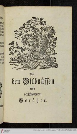 Von den Bildnussen und verschiedenem Gerähte