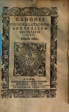 Canones Congregationvm Generalivm Societatis Iesv