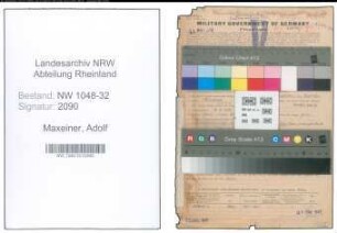 Entnazifizierung Adolf Maxeiner , geb. 06.11.1890 (Beamter)