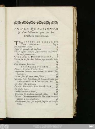 Index Quaestionum & Conclusionum quae in hoc Tractatu continentur.