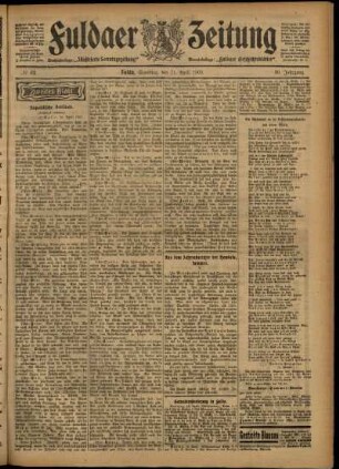 Zweite Ausgabe vom Samstag, den 11. April 1903.
