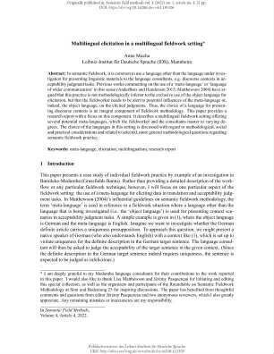 Multilingual elicitation in a multilingual fieldwork setting