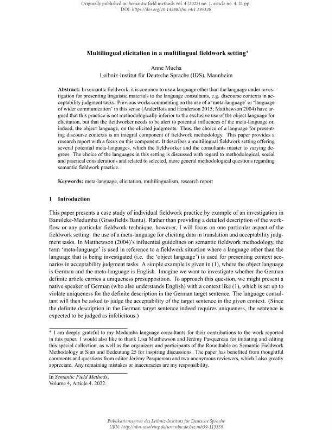 Multilingual elicitation in a multilingual fieldwork setting
