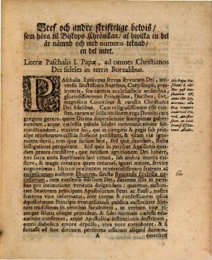 Skriftelige Bewis hörande til Swenska Kyrckio-Historien eller Biskops Chrönikan