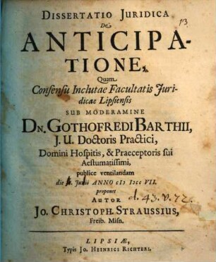 Diss. iur. de anticipatione