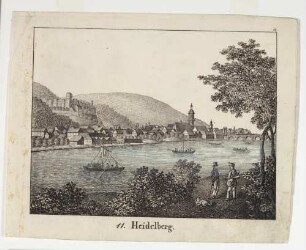 Heidelberg, Stadt, Schloss und Alte Brücke von Nordosten