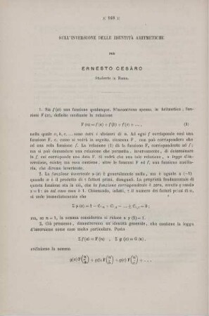 Sull'inversione delle identità aritmetiche.