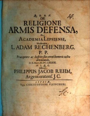 De Religione Armis Defensa
