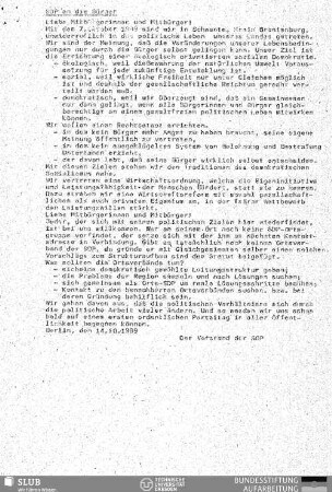 SDP an die Bürger