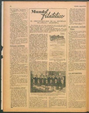 El cincuentenario de la Sociedad Filatélica Argentina