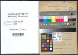 Entnazifizierung Franz Hollmann , geb. 28.09.1886 (Steuersekretaer)