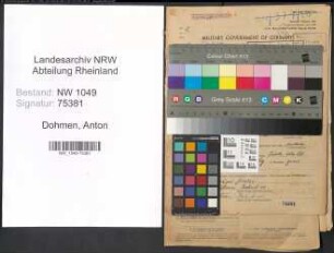 Entnazifizierung Anton Dohmen , geb. 04.06.1895 (Lehrer)