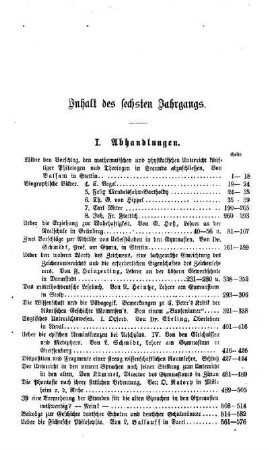 Inhalt des sechsten Jahrgangs