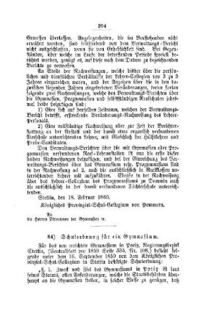 Schulordnung für ein Gymnasium : [II. Gymnasien und Realschulen]