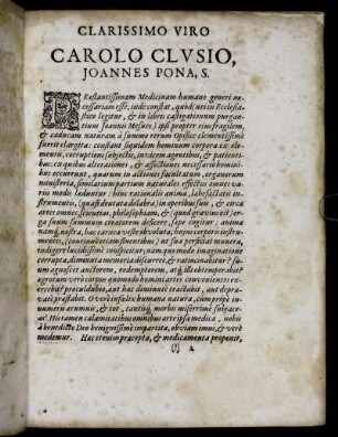 Clarissomo viro Carolo Clusio ...