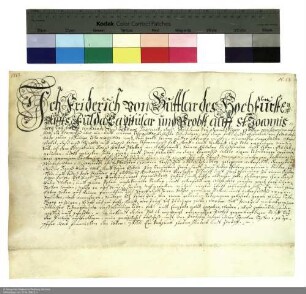 Friedrich von Buttlar, Propst von Johannesberg, verleiht Teile der gemeinen Flecken im Kohlgrund
