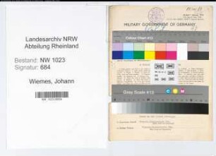 Entnazifizierung Johann Wiemes , geb. 22.05.1906 (Inkassovertreter)