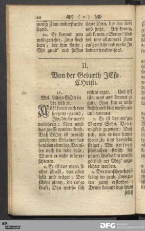 II. Von der Geburth Jesu Christi.