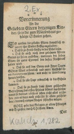 Vorerinerung An die Geliebten Eltern ...