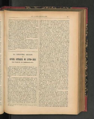 La Dernière Session du Conseil Supérior de l'Indo-Chine.
